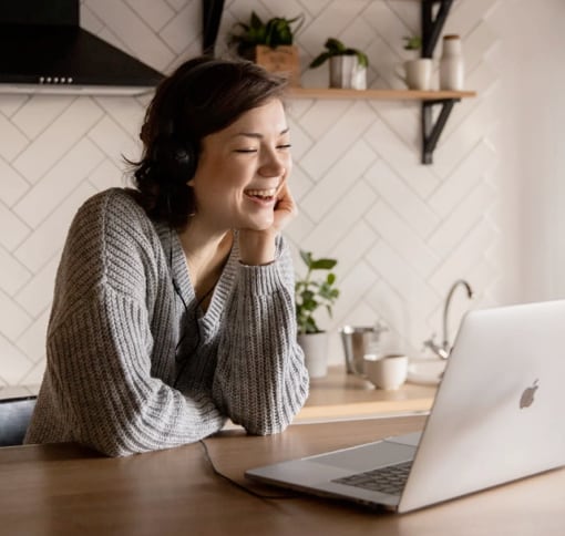 A woman in video call